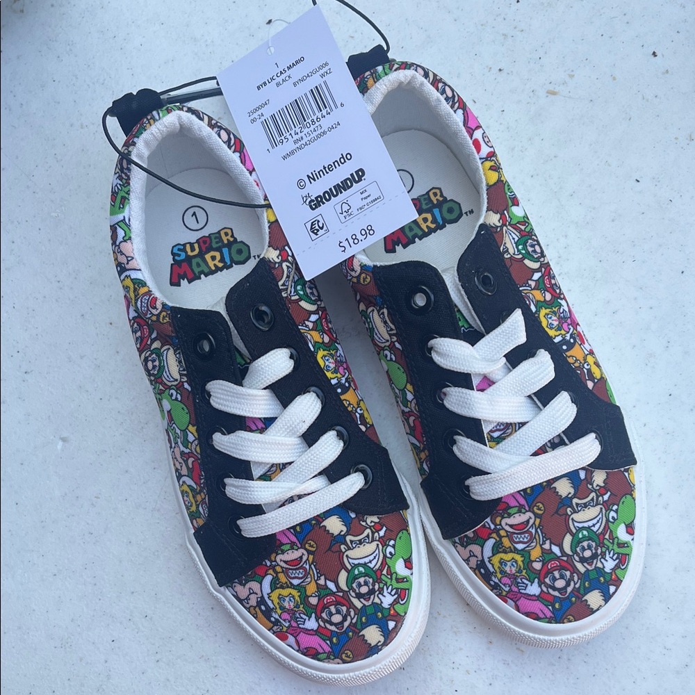 Nintendo Super Mario Kids Sneakers - Black and Multicolor
